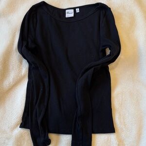Aritzia Black Homestretch rib boatneck long sleeve Tshirt